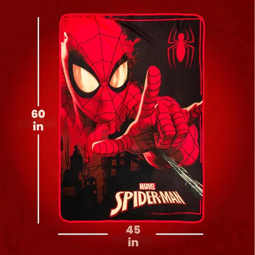 Vista 3 de Silver Buffalo Marvel Universe Spider-Man Spidey Close Up Web Shooter 45" x 60" Manta de forro polar, Manta suave y acogedora, 180 GSM