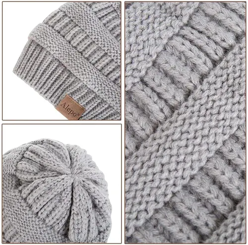 Vista 3 de Alepo Fleece Lined Baby Beanie Hat Infant Newborn Toddler Kids Winter Warm Knit Cap for Boys Girls
