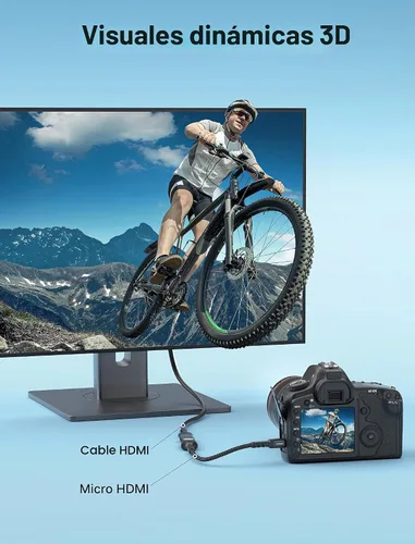 Vista 5 de JSAUX Adaptador Micro HDMI a HDMI, Cable Adaptador Micro HDMI Macho a HDMI Hembra, 4K@60Hz HDR 3D 18Gbps - Negro 4K @60Hz HDR 3D Dolby 18Gbps