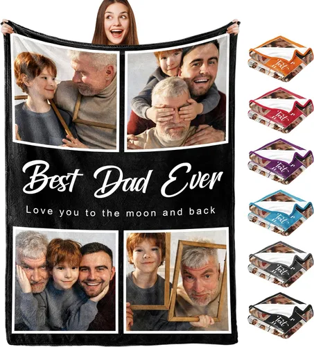 Vista 13 de Yofair envía al día siguiente, manta personalizada con foto, regalos personalizados para mamá, papá, manta con foto personalizada, regalos