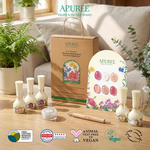 Vista 9 de APUREE Juego de esmaltes de uñas de gel fortalecedores: 64% de base biológica certificado por USDA, esmalte de gel Sheer Pink Nudes Fortalecedor