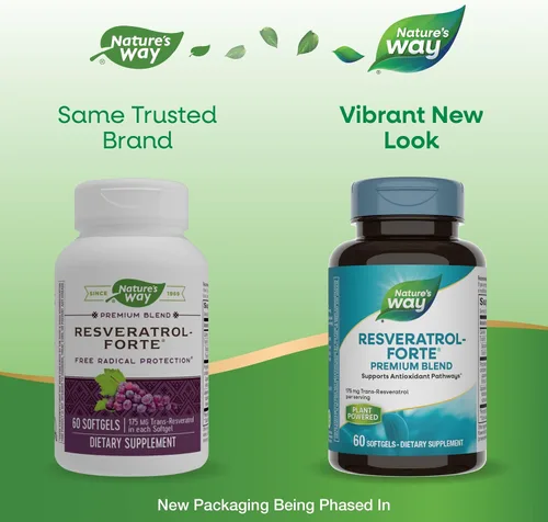 Vista 2 de Nature's Way Resveratrol-Forte, protege de los radicales libres*, 60 cápsulas blandas