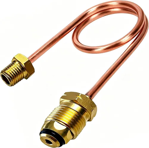 Vista 13 de Regulador de Cambio Automático Coleta de Cobre POL x 1/4" Conexión Macho Invertida 15" de Largo POL CGA-510 x 1/4" llamarada masculina invertida