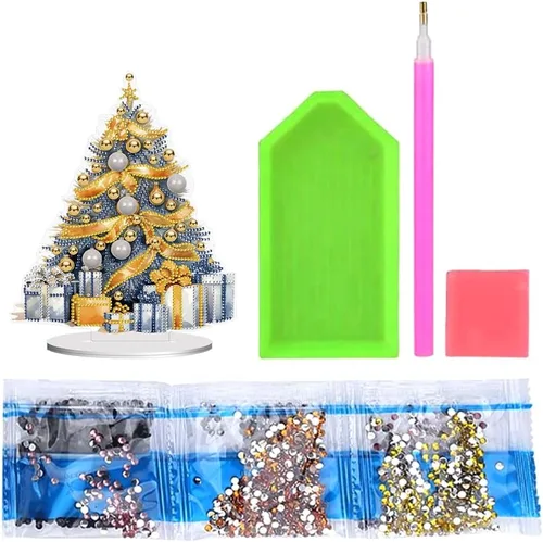 Vista 3 de Kits de Pintura de Diamante de Árbol de Navidad de Orgone Adornos de Escritorio para Adultos - Pintura de Arte de Diamante con Pintura Acrílica por