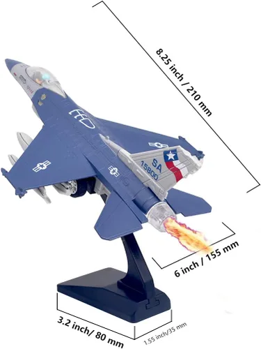 Vista 3 de Ailejia Diecast F 16 Fighting Falcon modelo de avión avión Ejército de la Fuerza Aérea Juguetes Militar Avión Tire hacia atrás con luces y sonidos