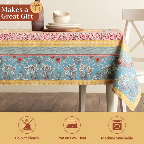 Vista 5 de Maison d' Hermine - Mantel cuadrado decorativo de algodón para comedor, hogar, granja, fiestas, exteriores y boda, bohemio, ideal para primavera