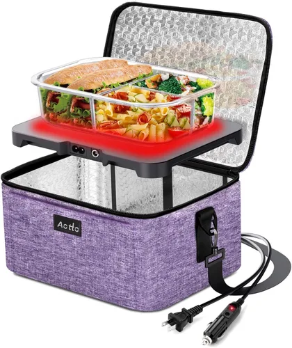 Vista 11 de Aotto Horno Portátil, Lonchera Eléctrica Calentador de Alimentos - 12V/24V/110V 3 en 1 Calentador de Alimentos para Coche - Mini Microondas Personal