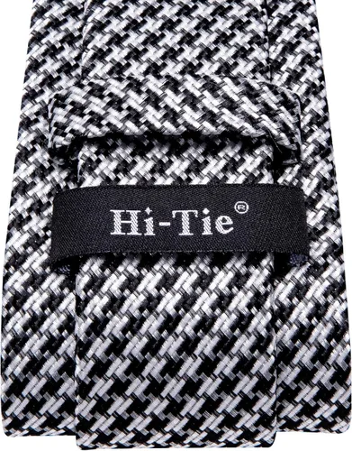 Vista 133 de Hi-Tie Corbata clásica de cachemira para hombre con pañuelo y gemelos a cuadros