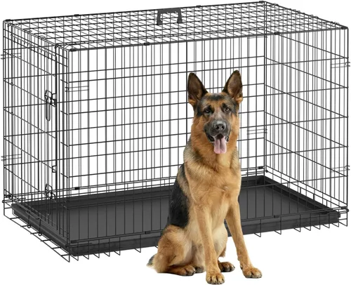 Vista 10 de [Usado] FDW Jaula para perros pequeños de 24 pulgadas plegable de metal con alambre para mascotas, doble puerta con panel divisor para interiores