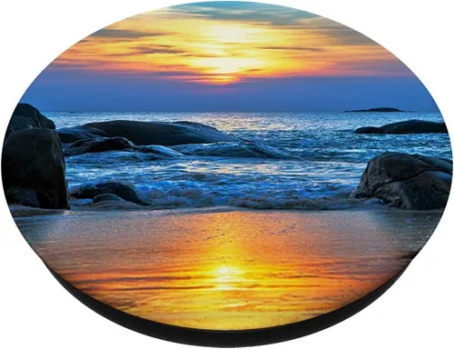 Vista 3 de Sunset Sunrise Sundown Sea Ocean Stone Beach Vacation - PopSockets Grip and Stand for Phones and Tablets