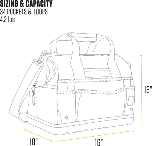 Vista 5 de Carhartt Onsite - Bolsa de herramientas, duradera, resistente al agua, bolsa de almacenamiento de herramientas, pesada con base moldeada, 16