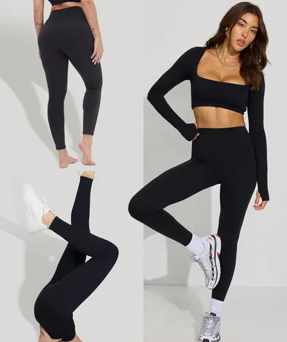 Vista 2 de GAYHAY Leggings de cintura alta para mujer, suaves, opacos, ajustados, con control de abdomen, pantalones estampados para correr, ciclismo, yoga