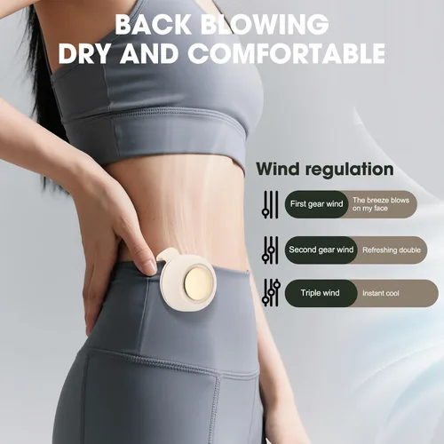 Vista 3 de enterlent Mini ventilador eléctrico portátil silencioso sin aspas, mini ventilador de torbellino para ventilador de clip de cintura (3 velocidades)