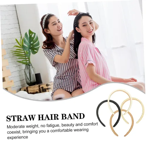 Vista 9 de Baluue 20 Pcs Straw Hairband Womens Headbands Woven Hair Hoops Woven Headbands Hair Ties for Women Braid Straw Party Woven Headdresses Women Woven