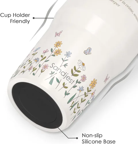 Vista 3 de SANDJEST Besties - Vaso de acero inoxidable con tapa para pajita de 30 onzas con asa de transporte para mujeres, niñas, mejores amigas, taza de café