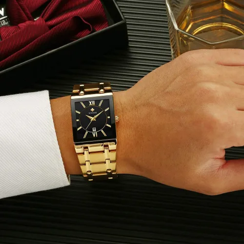 Vista 3 de Relojes cuadrados para hombres y mujeres de acero inoxidable para hombre cuadrado reloj con fecha impermeable analógico cuarzo moda negocios casual