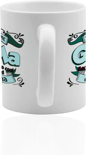 Vista 2 de Taza G-MA 11 oz. taza de cerámica blanca. Taza de café Gma.