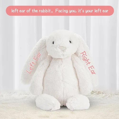 Vista 3 de Dyoart Conejo de Pascua Personalizado, Conejo Bordado con Nombre Personalizado, Conejo Esponjoso con Orejas Largas, Juguetes de Conejo de Peluche