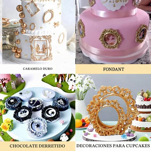 Vista 5 de Molde de silicona de marco pequeño, herramientas de decoración de pasteles Sugarcraft, moldes de pasta de fondant, 2 uds
