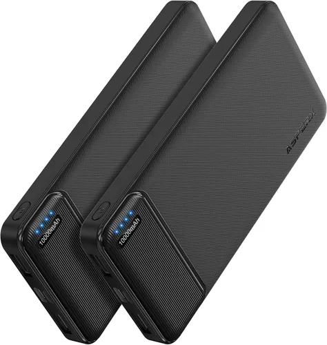 Vista 8 de AsperX - Cargador portátil de 10000 mAh con batería dual USB Negro