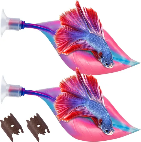 Vista 10 de WILLBOND 2 piezas de silicona azul Betta Fish Bed Leaf Hamaca Betta Fish Tank Accesorios Decoraciones para adornos de acuario, práctico lugar