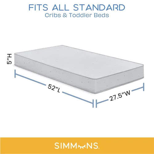 Vista 3 de Simmons - Colchón infantil Silver Nights de doble cara para cuna de bebé y colchón para niños pequeños - GREENGUARD Gold - Impermeable - Núcleo