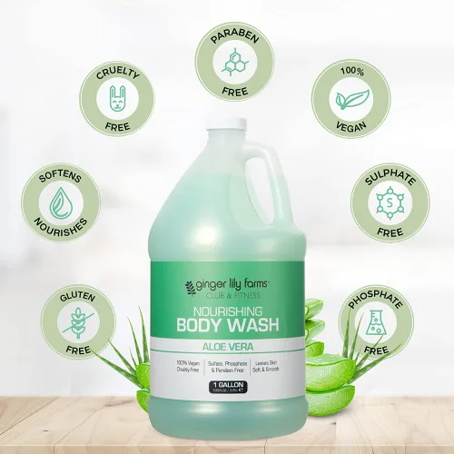 Vista 4 de Ginger Lily Farms Club & Fitness Gel de Ducha Corporal Nutritivo, 100% Vegano y Libre de Crueldad, Gel de Baño y Ducha para Hombres y Mujeres, Aroma