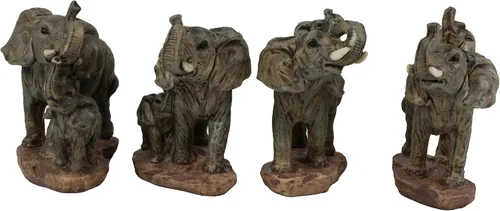 Vista 5 de Ebros Gift Juego de 4 figuras en miniatura de elefante de sabana africana, safari, madre y bebé, familia, tiempo de unión, miniatura, elefantes