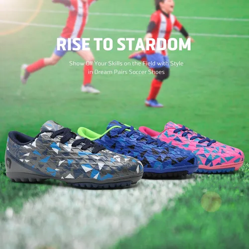 Vista 6 de DREAM PAIRS Zapatos de fútbol para césped artificial para niños y niñas con cordones para niños pequeñosgrandes