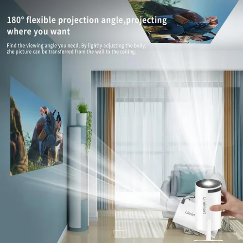 Vista 2 de Mini proyector inteligente de 40 a 130 pulgadas 4K 5G WIFI, experiencia de pantalla grande con sonido 360 premium, proyector de película Bluetooth