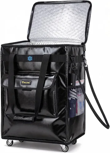 Vista 14 de BALEINE Bolsas de comestibles reutilizables sobre ruedas, bolsa de asas rodante, carrito de compras, mochila grande, carritos de compras