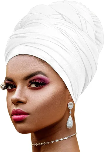 Vista 24 de Ankara - Diadema suave con estampado africano para la cabeza, bufanda para el cabello largo, turbante, corbata, punto africano, envolturas