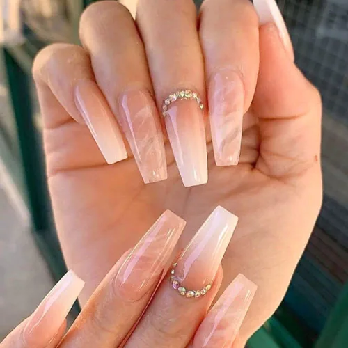 Vista 8 de Uñas postizas francesas a presión, uñas postizas largas de acrílico con forma de ataúd de cobertura completa, uñas postizas de bailarina