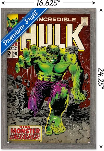 Vista 3 de [Usado] Marvel Comics Hulk - Póster de pared Incredible Hulk #105, 22.4 pulgadas de largo x 14.7 pulgadas de ancho, versión enmarcada de madera