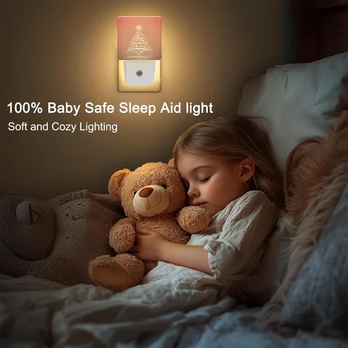 Vista 4 de Luz nocturna enchufable para árbol de Navidad con sensor automático de anochecer a amanecer, luces nocturnas cálidas para niños y niñas, dormitorio