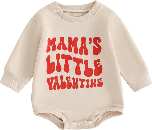 Vista 89 de SOLILOQUY Traje de manga larga con cuello redondo para el primer día de San Valentín para bebé niño y niña, mameluco de corazón de amor
