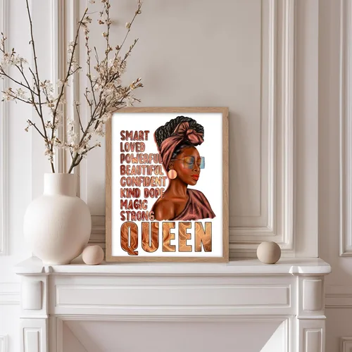 Vista 5 de Poster Master Póster motivacional vintage, impresión inspiradora retro, regalo para chica afro, amiga, reina negra, mujer afroamericana