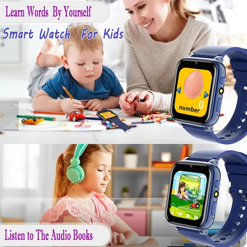 Vista 7 de iCHOMKE Reloj inteligente para niños, reloj inteligente para niñas y niños con 26 juegos, grabadora de video y reproductor, linterna de calendario