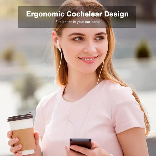 Vista 12 de Paquete de 2 auriculares con cable para iPhone, micrófono integrado y control de volumen, auriculares de reducción de Nosie compatibles con iPhone