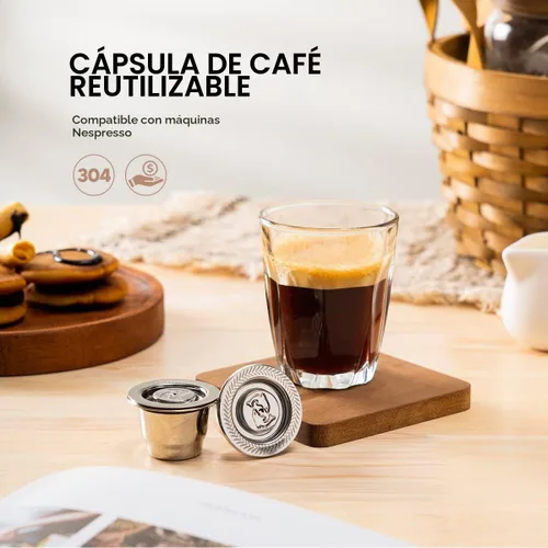Vista 2 de Cápsulas de café reutilizables de acero inoxidable aptas para cápsulas N espresso OriginalLine, cápsulas de filtro de café expreso recargables