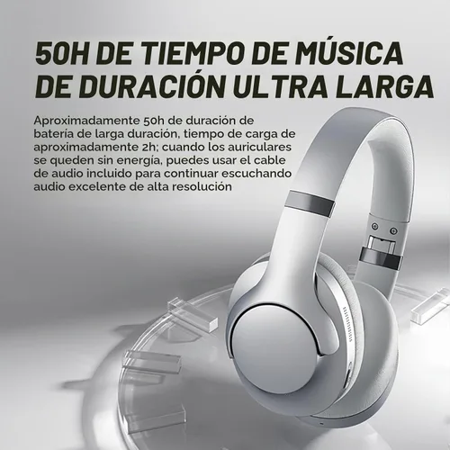 Vista 7 de Xmenha BT048S Auriculares inalámbricos y con cable sobre la oreja, negro, batería de 50 horas, Bluetooth 5.4, ANC, viajes y deportes