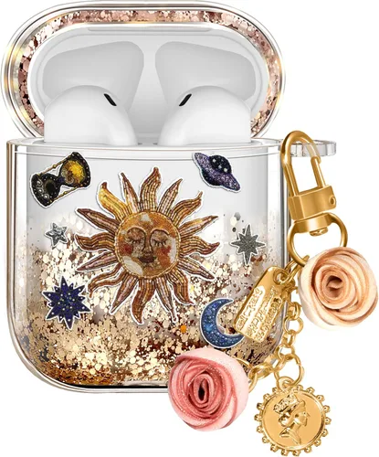 Vista 26 de para Airpods de 2ª/1ª Generación - Estuche Quicksand Liquid Kawaii Lindo Mujer Niña Mujeres Chispeante Brillante Bling Resplandor Adorable Elegante