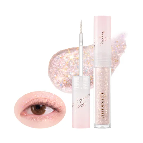 Vista 8 de dasique Starlit Jewel - Brillo líquido c #01 Frozen Gold Sombra de purpurina parpadeante Maquillaje coreano Maquillaje de ojos brillante