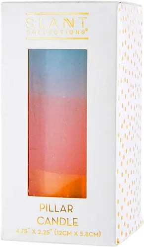 Vista 4 de Slant Collections Vela de pilar sin perfume tricolor, 4.75 pulgadas, azul/rosa/naranja