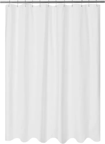 Vista 13 de Forro de cortina de ducha en relieve de microfibra para cabina de 48 x 72 pulgadas, cortina de baño de tela suave lavable y repelente al agua, Blanco