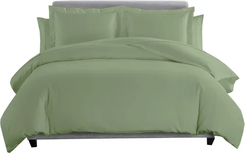 Vista 8 de sheetsnthings Juego de ropa de cama matrimonial de 600 hilos, 100% algodón de 7 piezas, funda de edredón y fundas de almohada con sábanas de cama