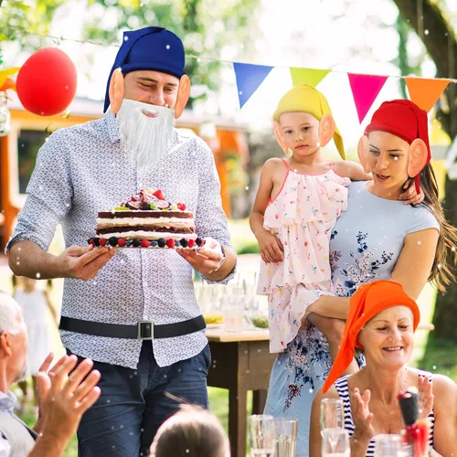 Vista 7 de 28 piezas de accesorios de disfraces enanos, sombreros enanos, orejas falsas, Papá Noel, barba falsa blanca y cinturón negro para disfraces