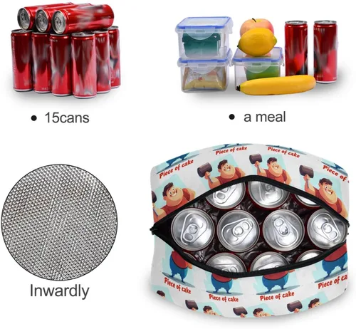 Vista 5 de Dibujos animados chico musculoso divertido resistente bolsas aislantes caja de almuerzo para escuela secundaria para la universidad bolso