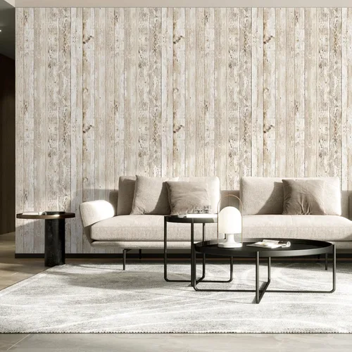 Vista 6 de Papel tapiz de madera Decoroom para despegar y pegar Blanco