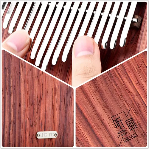 Vista 3 de LingTing Kalimba - Piano de pulgar de 17 teclas Mbira, regalo para adultos principiantes profesionales (LT-K17A, susurrador de viento)